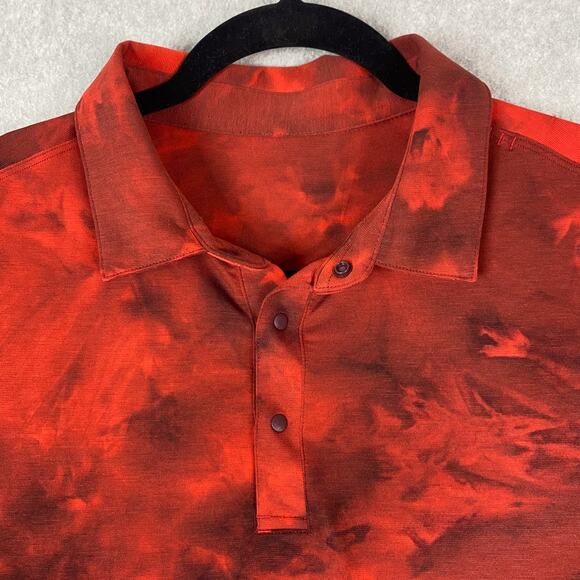 Lululemon Mens M Evolution Polo Shirt in Tidal Dye Grenadine Red Cassis - Picture 2 of 6
